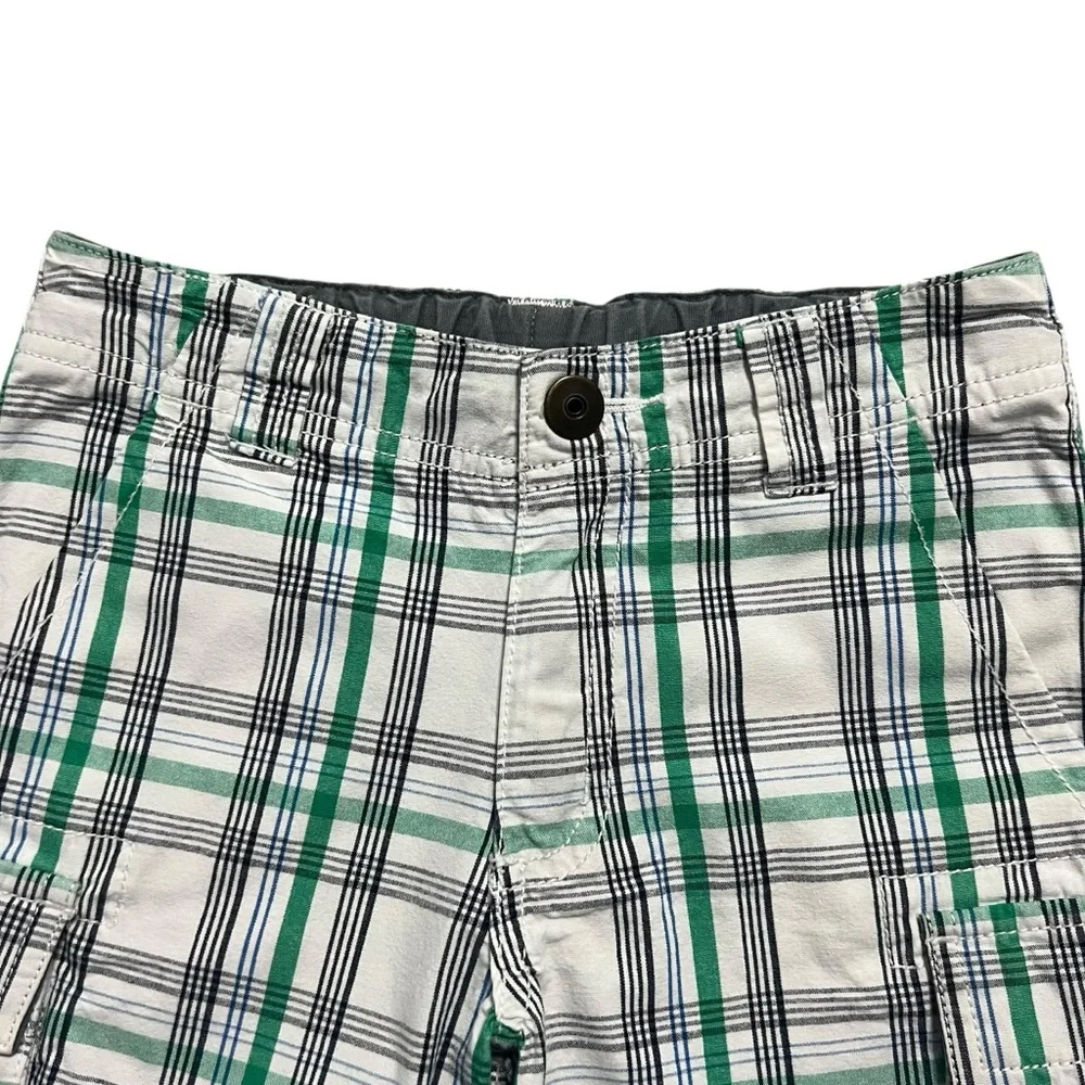 Hanna Andersson Sz 100 (4) Green Plaid Cargo Shorts